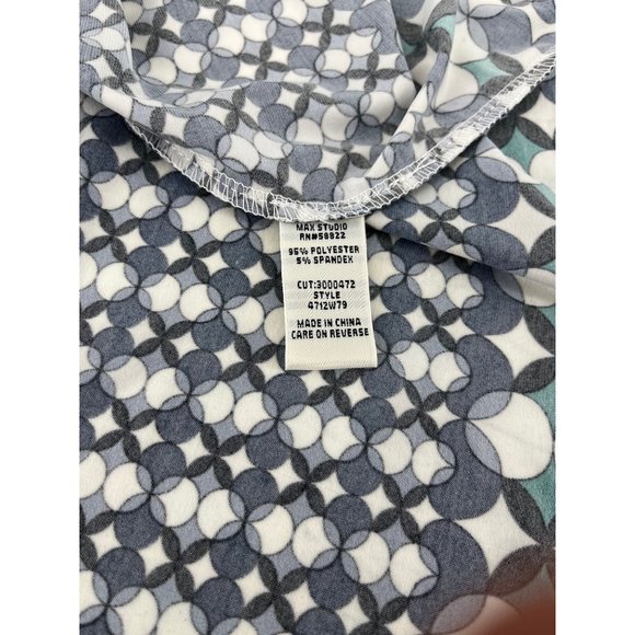 Max Studio sleeveless asymmetrical top small blue geo - Picture 7 of 10